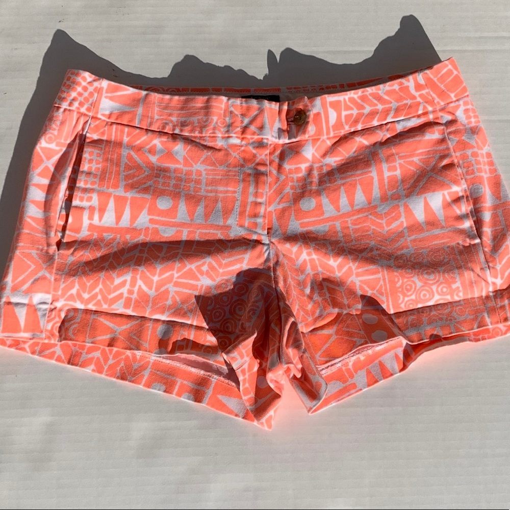 J Crew Aztec City Fit Stretch Neon Orange Shorts